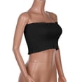thumbnail image 1 of Women Strapless Bandeau Wrap Bra Tops Elastic Blouse, L, Black, 1 of 8