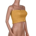 thumbnail image 1 of Women Strapless Bandeau Wrap Bra Tops Elastic Blouse, M, Yellow, 1 of 8