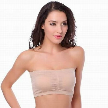 Women Strapless Bra Bandeau Tube Removable Padded Top