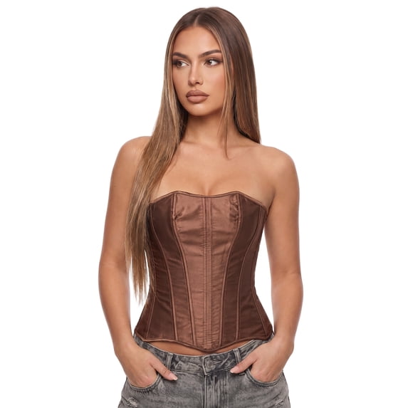 Women Strapless Bustier Corset Top Cincher Corselet Off Shoulder Slim Fit Boned Corset Tops