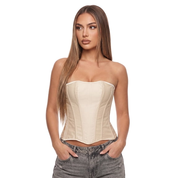 Women Strapless Bustier Corset Top Cincher Corselet Off Shoulder Slim Fit Boned Corset Tops
