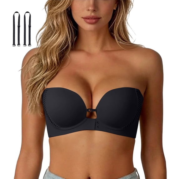 Women Strapless Invisible Adhesive Bra, Seamless Push Up Backless Bra,S