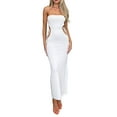 thumbnail image 1 of Women Strapless Knitted Long Dress Sexy Twisted Front Sleeveless Tube Dress Bodycon Split Party Club Dress, 1 of 5