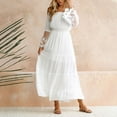 thumbnail image 1 of Women Strapless Long Sleeve White Beach Dress Summer Loose Bohemian Dress Party, 1 of 11