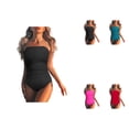 thumbnail image 1 of Women Strapless One Piece Swimsuit with Tummy Control Bandeau Top and Cheeky Bottom, 1 of 5