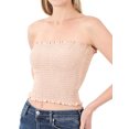 thumbnail image 1 of "Women Strapless Pleated Solid Colors Smocked Bandeau Sexy Tube Crop Tops (DUSTY BLUSH, Medium)", 1 of 4
