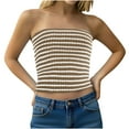 thumbnail image 1 of Women Strapless Striped Bandeau Tube Tops Y2K Aesthetic Sleeveless Backless Crop Tank Going Out Summer Girls Beach Holiday Camisoles, 1 of 7