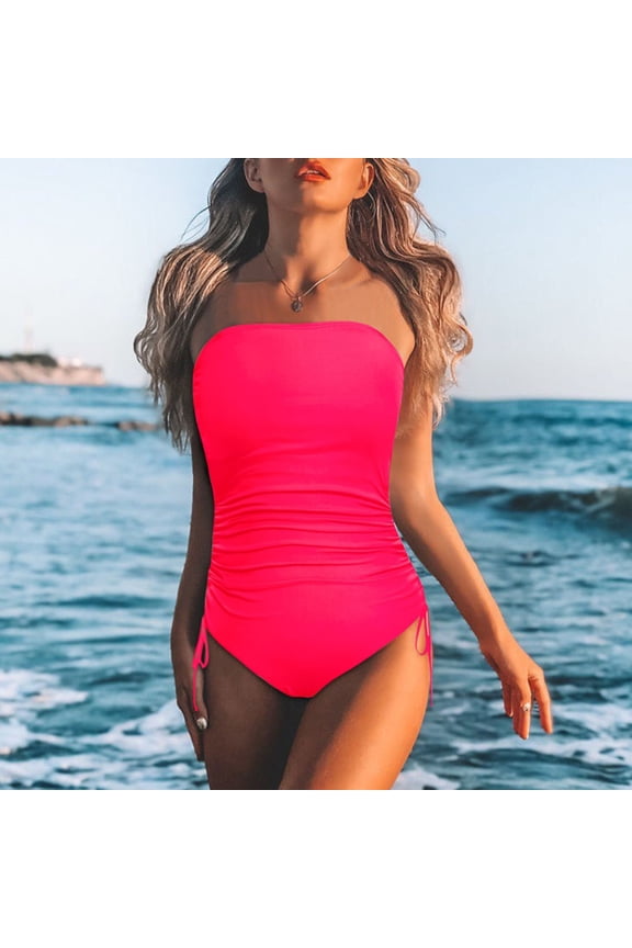 Women Strapless Swimsuit Bandeau Bathing Suit Swimwear