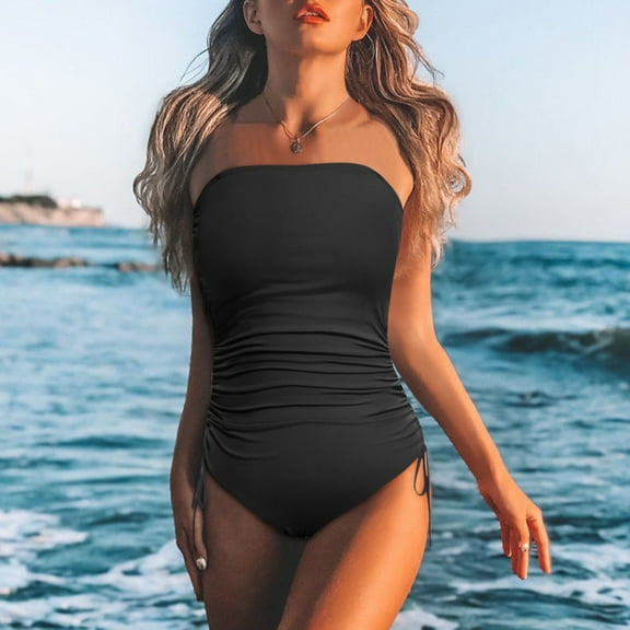 Women Strapless Swimsuit Bandeau Bathing Suit Swimwear