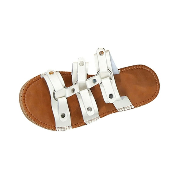 Women Strappy Flat Sandals Fashion Open Toe Breathable Slippers Summer Casual Non Slip Comfortable Wide Outdoor Slide Sandal White Women Sandal