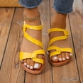 thumbnail image 1 of Women Strappy Flat Sandals Fashion Open Toe Leather Slippers Casual Comfortable Outdoor Non Slip Beach Summer Slide Shoes Yellow 40, 1 of 7
