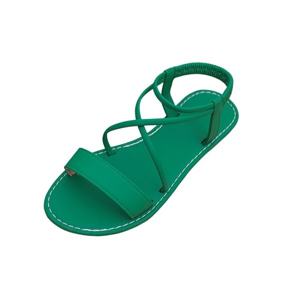 Women Strappy Flat Sandals Open Toe Criss Cross Elastic Ankle Strap Comfort Soft Sole Summer Beach Walking Dress Sandals Daily Outdoor Casual Footwear, 36