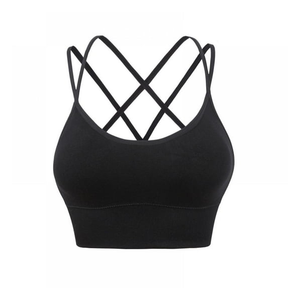Women Strappy Sport Bras Cross Back Yoga Tops Seamless Workout Bras Low Impact Everyday Bras