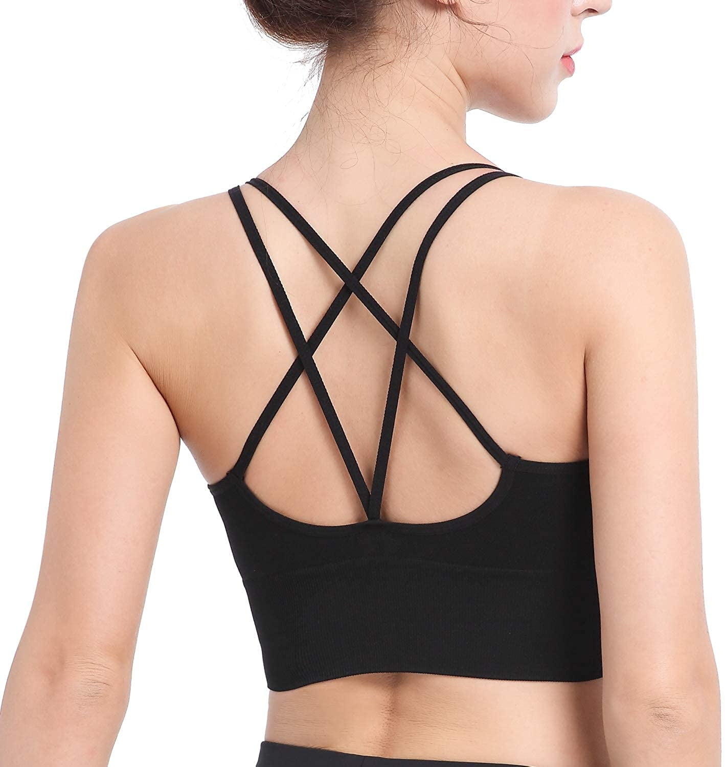 Women Strappy Sports Bra for Women Sexy Crisscross Back for Yoga Running  Athletic Gym Workout Fitness Tank Tops Black - S 