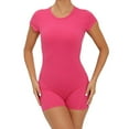 thumbnail image 1 of Women Strappy Unitard Playsuit Short Sleeve Stretchy Bodycon All in One Seamless Jumpsuit One Piece Yoga Romper Workout Sport Playsuits Butt Lifter Seamless Bodysuits, 1 of 6