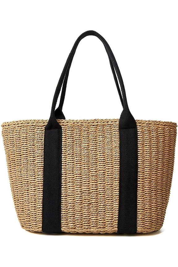 Women Straw Bags Summer Beach Large Tote Bag Handmade Woven Shoulder Crossbody Handbag
