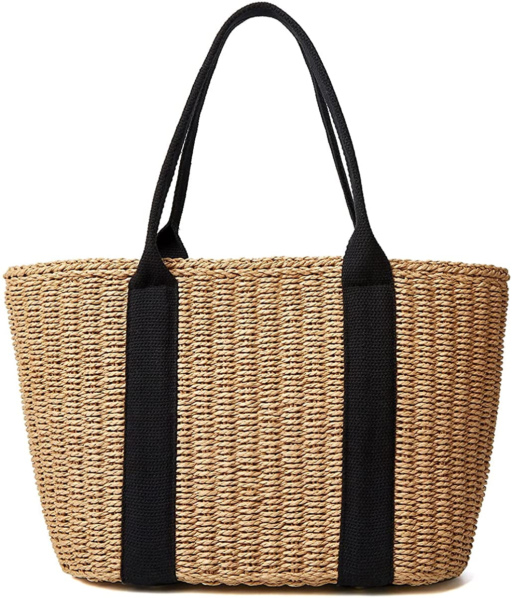 Women Straw Bags Summer Beach Large Tote Bag Handmade Woven