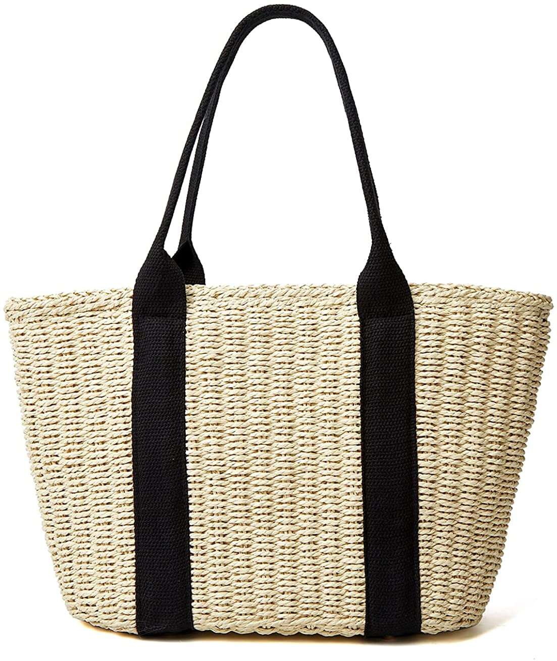 Sweetude 6 Pcs Womens Straw Tote Bag Summer Straw Beach Bag Wide