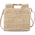 thumbnail image 1 of Women Straw Beach Tote Bag Summer Large Bamboo Top Handle Handbag Hand Woven Shoulder Crossbody Purse for Travel, 1 of 8