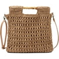 thumbnail image 1 of Women Straw Beach Tote Bag Summer Large Bamboo Top Handle Handbag Hand Woven Shoulder Crossbody Purse for Travel, 1 of 13