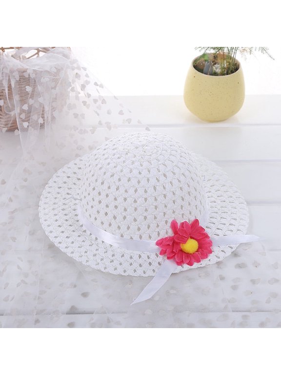 Foldable Straw Sun Hat for Women, UV Protecetion Wide Brim Sun Visors Adjtable Topless Beach Hats