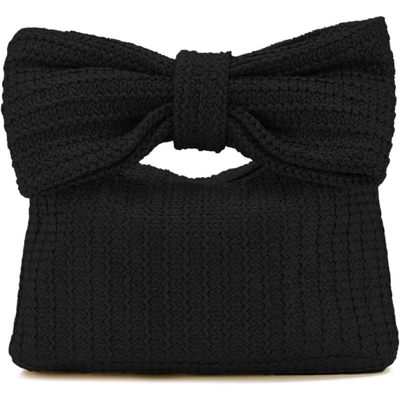 Women Straw Clutch Purses Bow Purse Summer Beach Bags Stylish Handmade Woven Handbags for Party Wedding Vacation