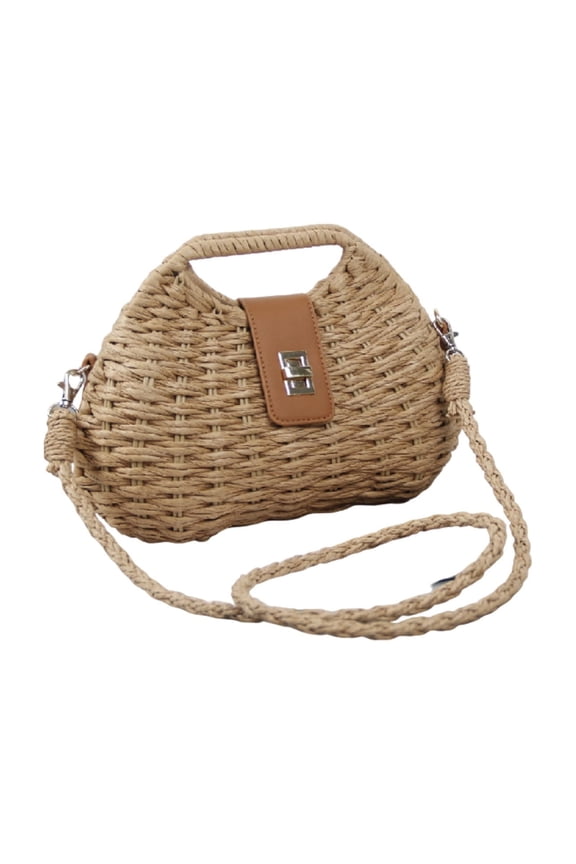 Women Straw Crossbody Bag,Straw Woven Purses with Chain,Beach Handbag for Women