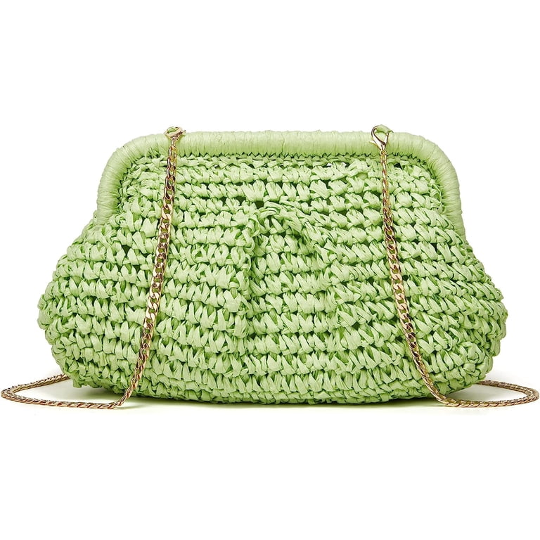 Straw Clutch Purse Women Summer Beach Crossbody Woven Rattan Bag Kukuzhu Women Straw Crossbody Clutch, Boho Woven Rattan  main image 4
