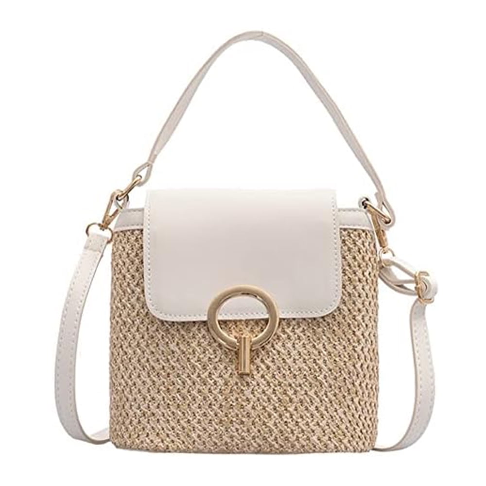 Women Straw Handbag Mini Summer Beach Rattan Tote Bag Crossbody