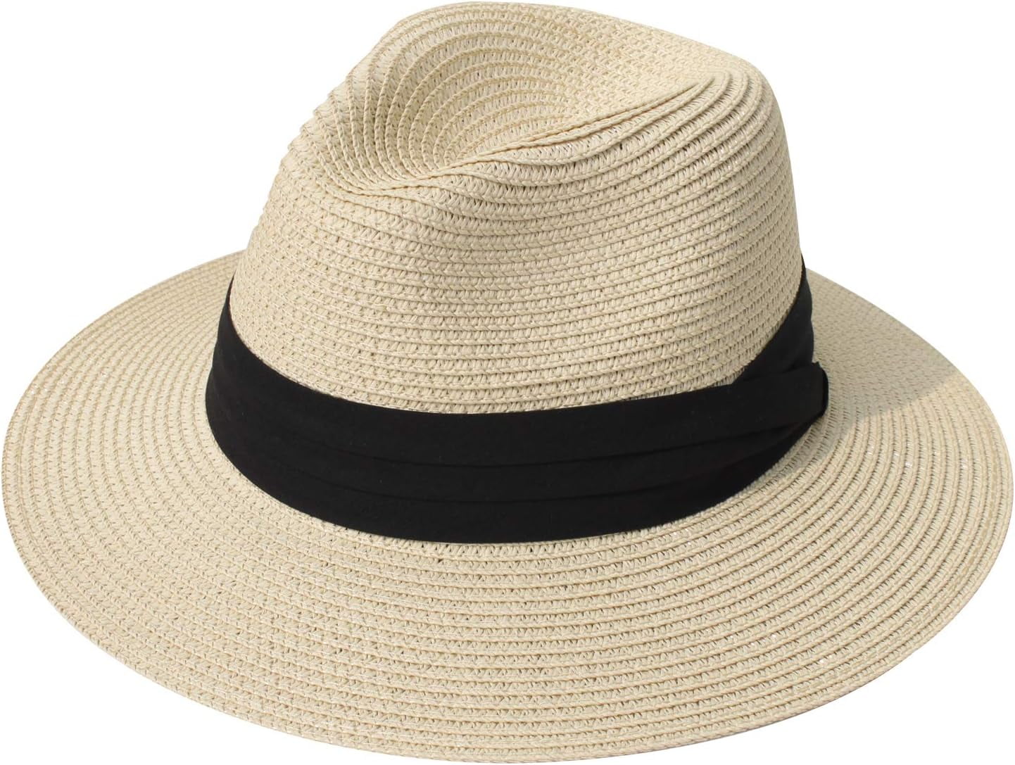 Women Straw Panama Travel Fedora Beach Sun Hat Wide Brim UPF 50+ Foldable 1 Hat Pink Straw Sun Hats for Women Summer Wide Brim UPF 50+  main image 2