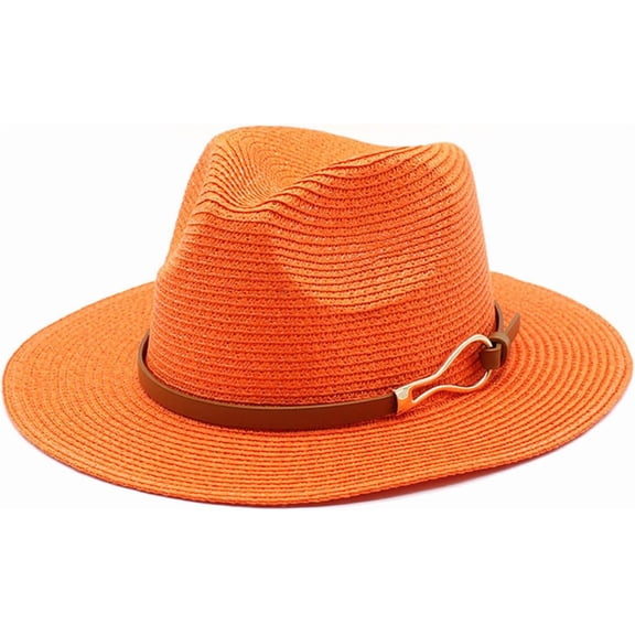 Women Straw Panama Hat Travel Fedora Beach Sun Hats Wide Brim Straw Roll up Hat UPF 50 