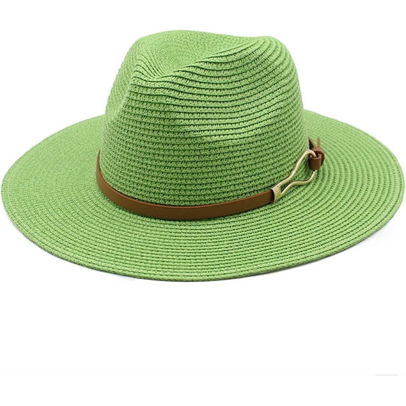 Women Straw Panama Hat Travel Fedora Beach Sun Hats Wide Brim Straw Roll up Hat UPF 50 