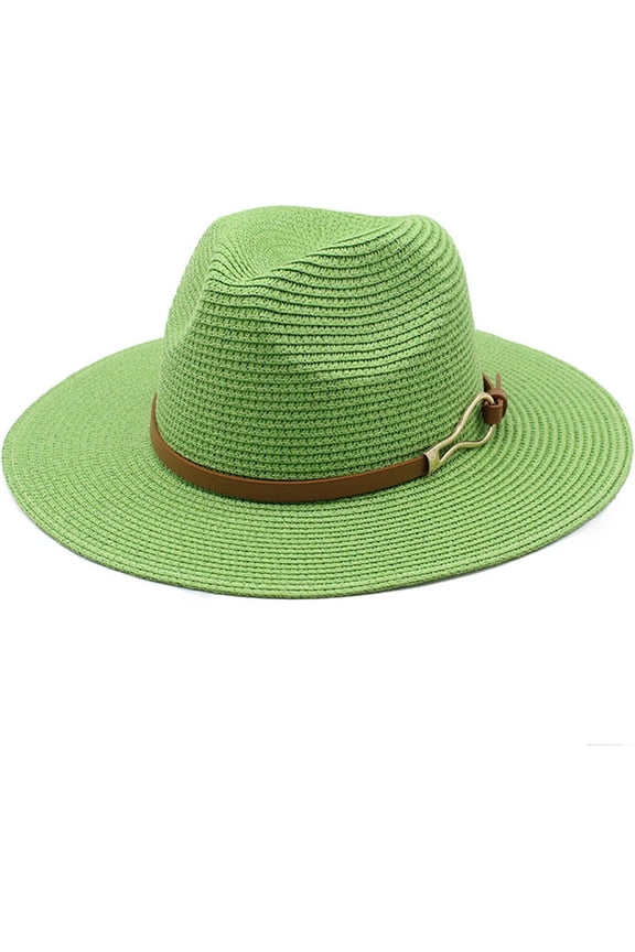Women Straw Panama Hat Travel Fedora Beach Sun Hats Wide Brim Straw Roll up Hat UPF 50+