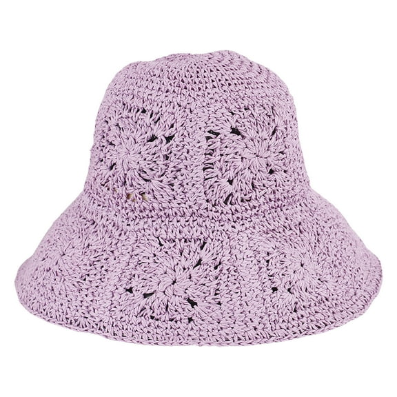 Women Straw Sun Hat Floral Woven Crochet Bucket Hat Accessories Beach Hat Hand Woven Boho Foldable Cap