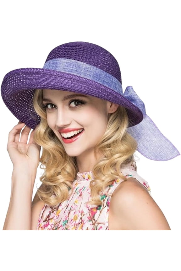 Women Straw Sun Hats Foldable Butterfly Bow Summer Wide Brim Sun Hat Fishing Beach Travel UV Protection Bucket Hat