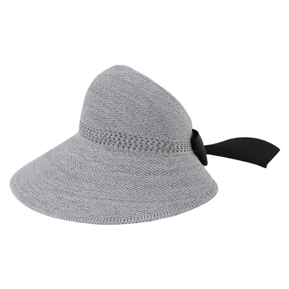 Women Straw Sun Visor Hat Wide Brim Summer UV Protection Beach Cap Foldable Packale Korean Style