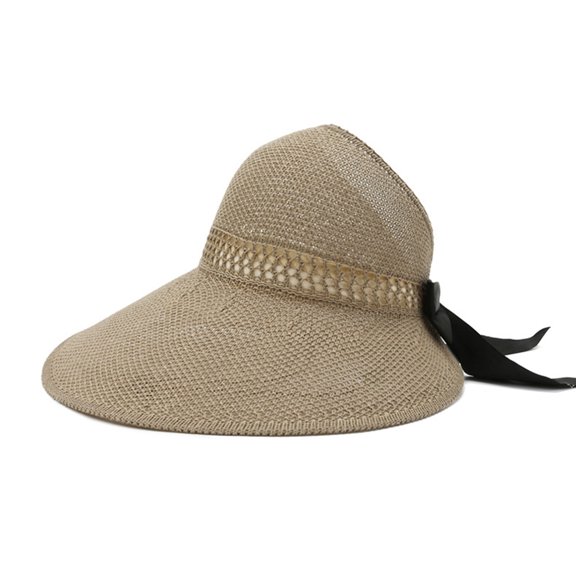Women Straw Sun Visor Hat Wide Brim Summer UV Protection Beach Cap Foldable Packale Korean Style