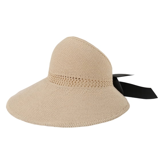 Women Straw Sun Visor Hat Wide Brim Summer UV Protection Beach Cap Foldable Packale Korean Style