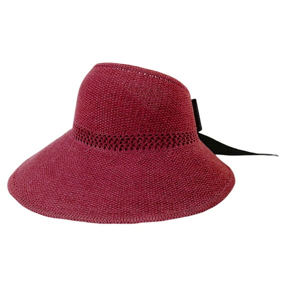 Women Straw Sun Visor Hat Wide Brim Summer UV Protection Beach Cap Foldable Packale Korean Style