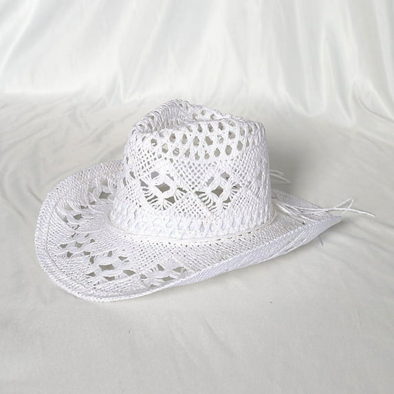Women Straw Wide Brim Cowboy Hats, Western Cowgirl Hat for Holiday, Foldable Vacation Beach Sun Hat for Summer