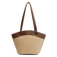 thumbnail image 1 of Women Straw Woven Tote Bag Vintage Shoulder Bag for Beach Vacation (Brown), 1 of 10