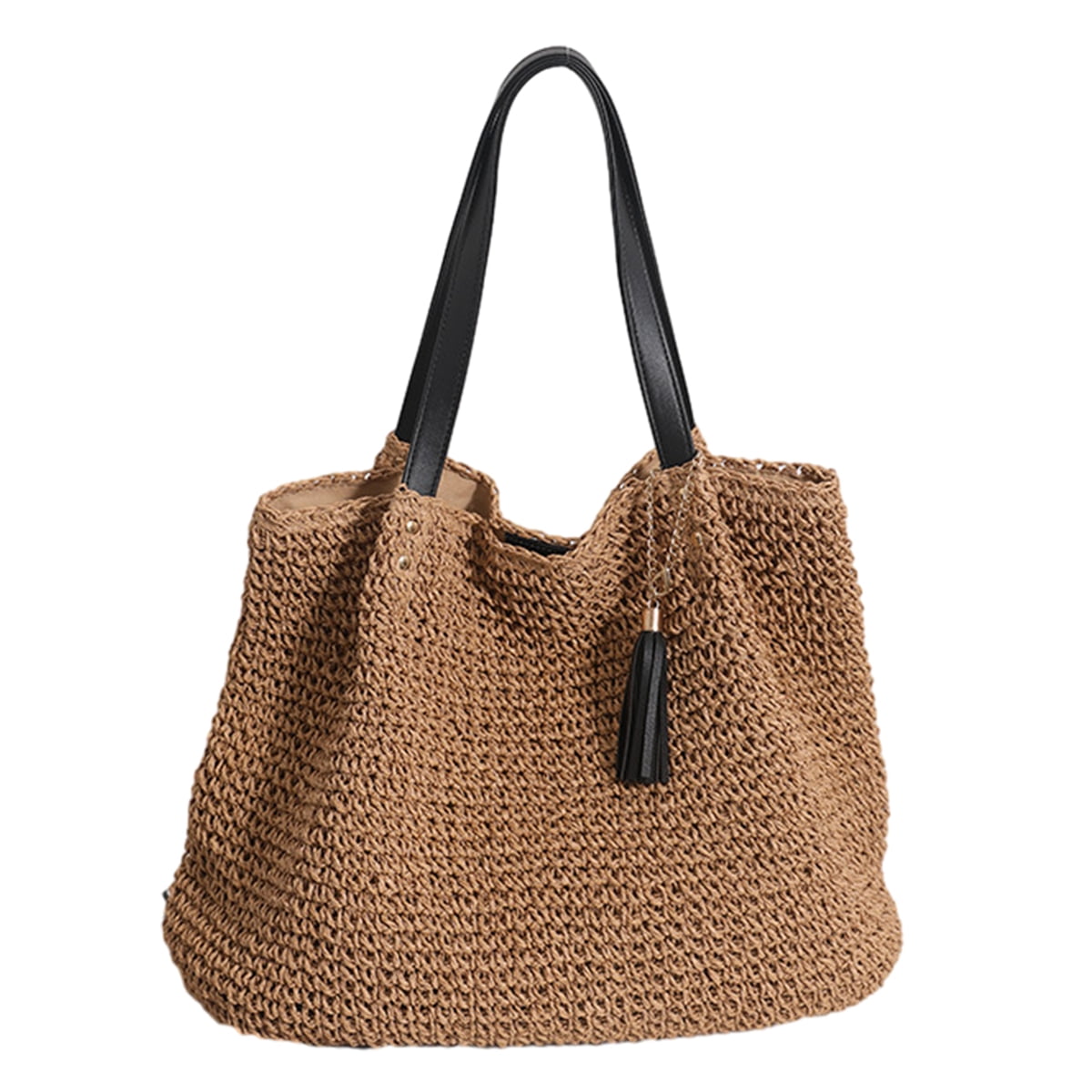 Women Straw Woven Tote Large Beach Handmade Weaving Shoulder Bag Purse ...