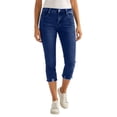 thumbnail image 1 of Women Stretch Capri Denim Pants Ripped Distressed Frayed Hem Denim Pants Summer Straight Leg Cropped Jeans, 1 of 9