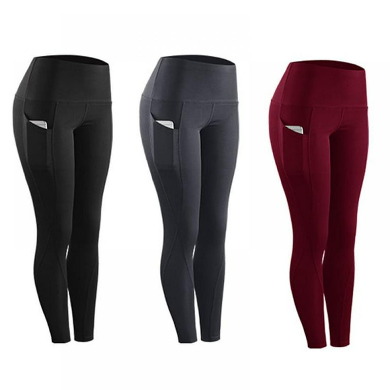 Women Stretch Compression Leggings Pants with Pockets High Waist