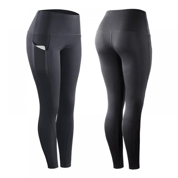Women Stretch Compression Sportswear Casual Leggings Pants with Pocket Gray M