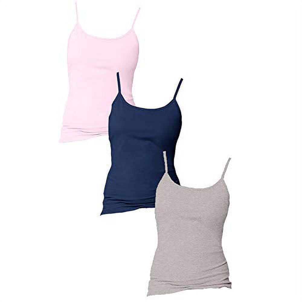 Natural Uniforms Women's Camisole Cotton Stretch Slim-Fit Cami Soft and  Breathable Undershirt with Adjustable Strap Tank Top Multi Pack of 2