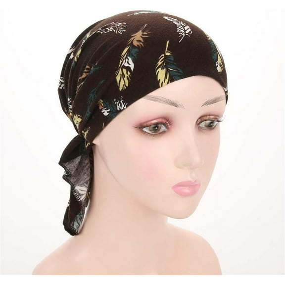 Women Stretch Cotton Print Sleep Turban Hat Headwear Scarf Chemo Beanie Cap For Cancer Hair Loss
