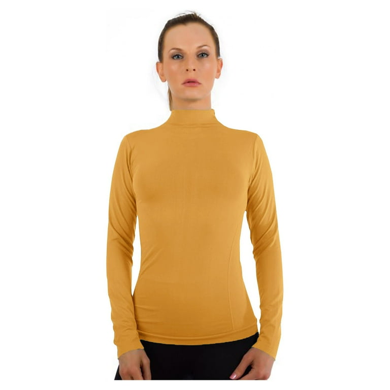 Harpily Clearance Prime Womens Long Sleeve Sweater Women Mock Turtleneck Long Sleeve Pullover High Neck Sexy Tight Fitting Priming T Shirt