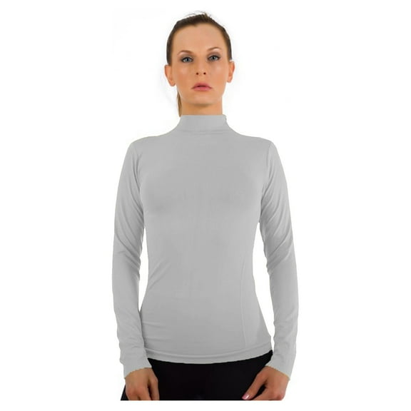 Women Stretch Long Sleeve Mock neck Turtleneck Top Slim Fit Tight Shirt