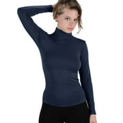 Women Stretch Long Sleeve Mock neck Turtleneck Top Slim Fit Tight Shirt